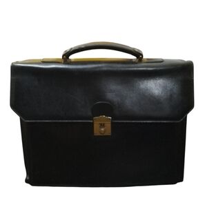 Luc D’Arvillers Vintage Italian Leather Briefcase Black Structured Old Money Bag